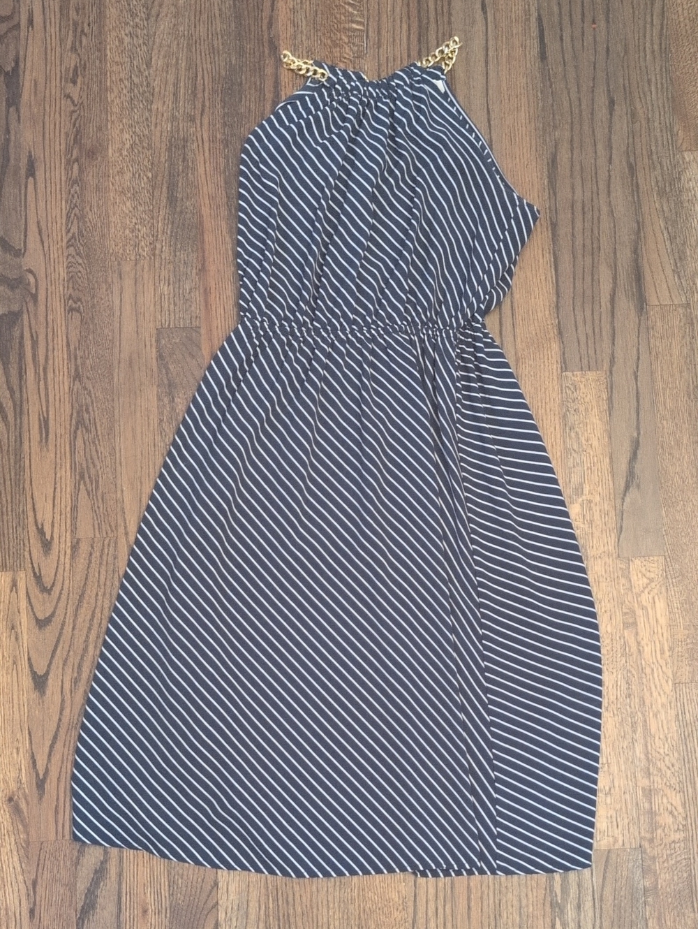 Michael Kors Navy and White  Dress with Gold Chain